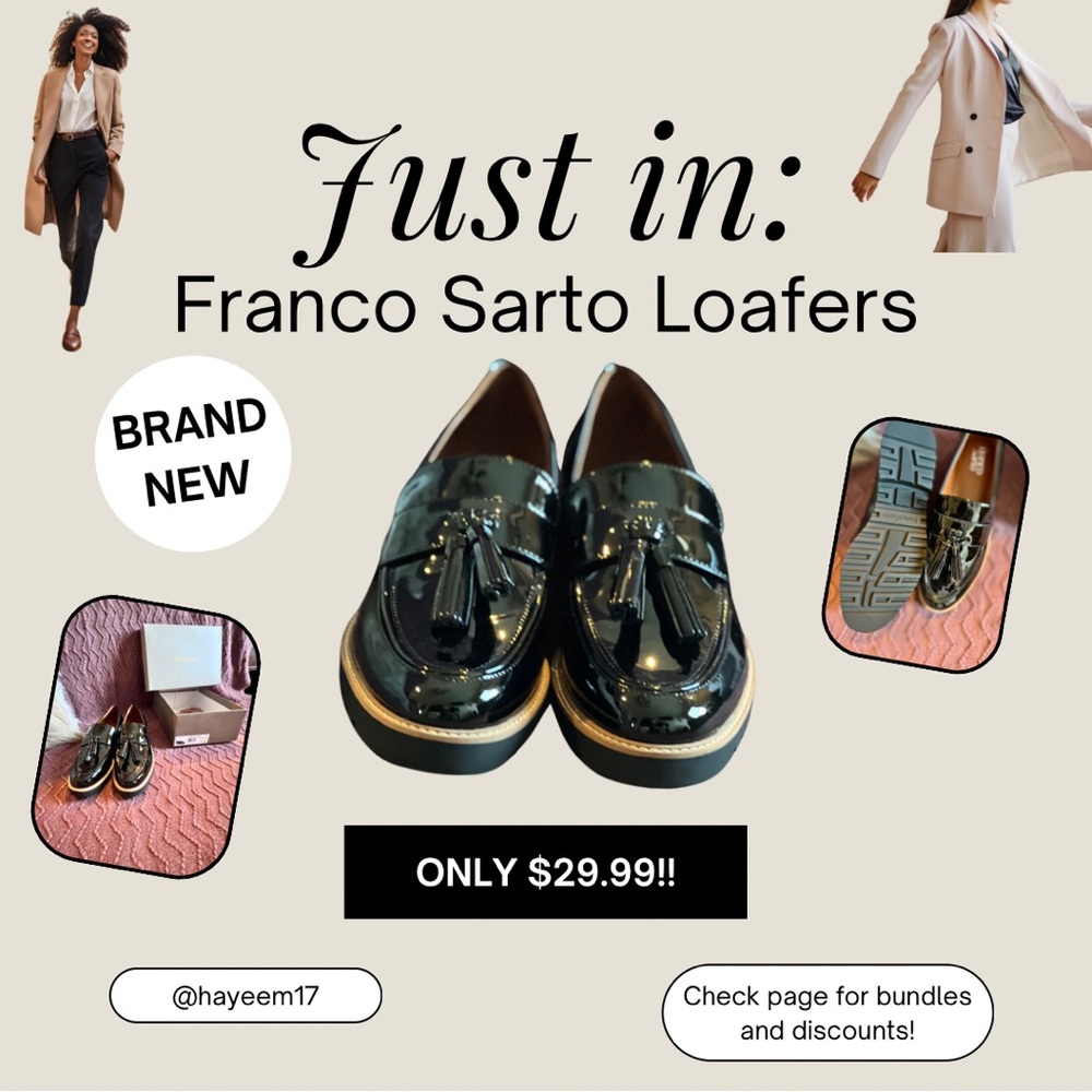 🤩Franco Sarto Loafers Women’s Size 10 Black Patent Tassel Chunky Platform⭐️🌟